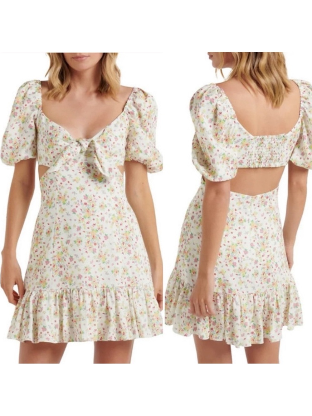 Ever New Lizzie Bow Linen Mini Dress